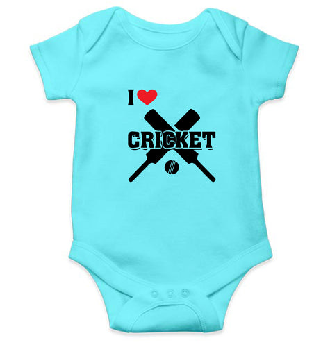 I Love Cricket Kids Romper For Baby Boy/Girl-0-5 Months(18 Inches)-Sky Blue-Ektarfa.online