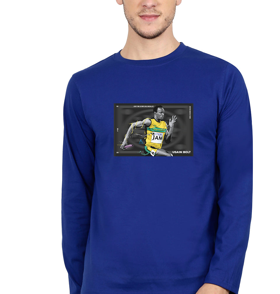 Usain Bolt Full Sleeves T-Shirt for Men-Royal Blue-Ektarfa.online