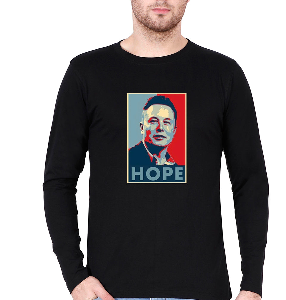 Elon Musk Hope Full Sleeves T-Shirt for Men-Black-Ektarfa.online