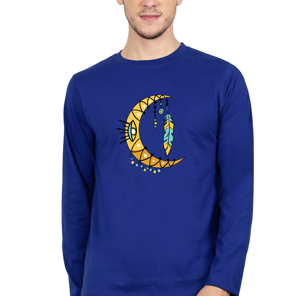 Dream Catcher Moon Full Sleeves T-Shirt for Men-S(38 Inches)-Royal Blue-Ektarfa.online