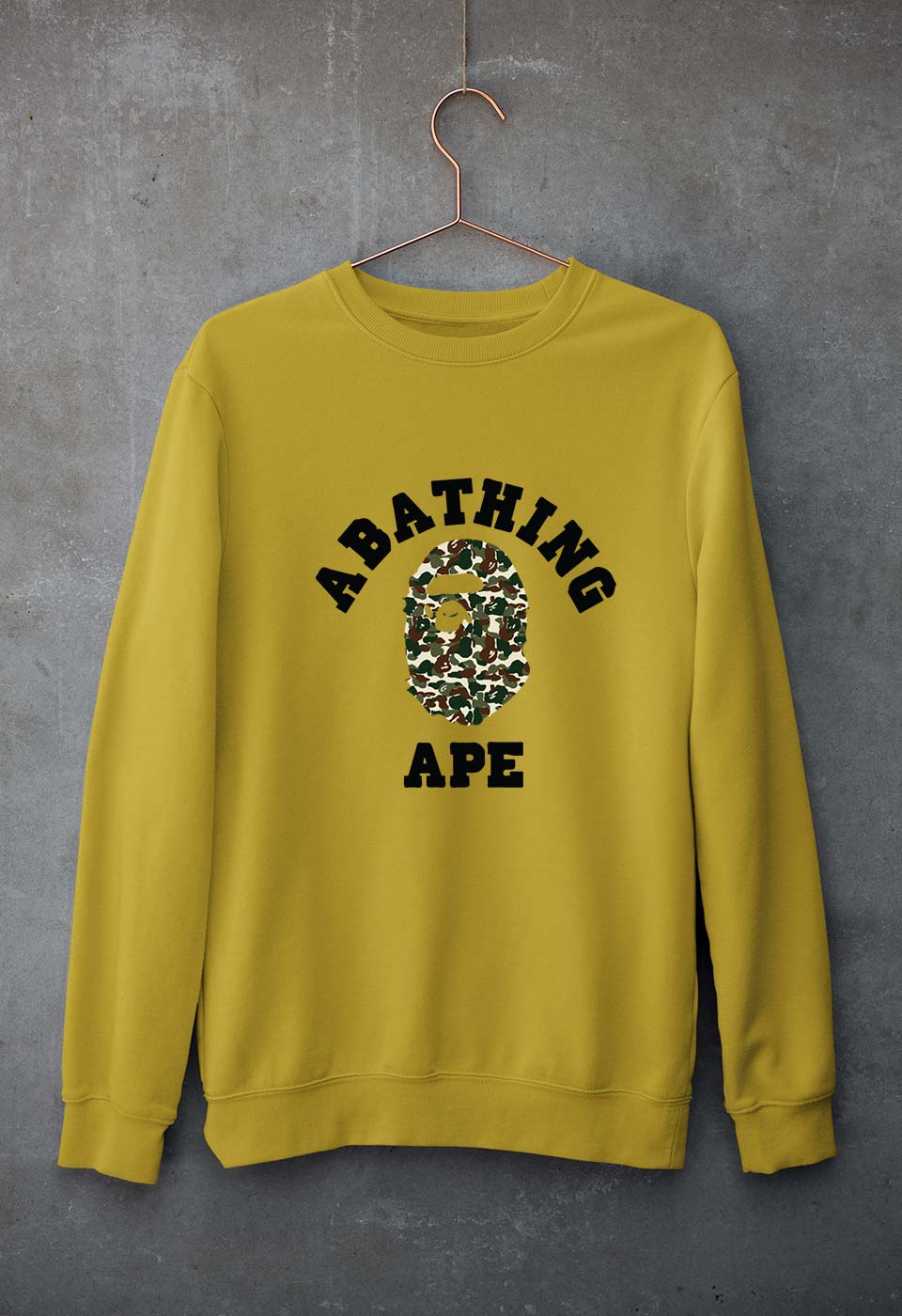 A Bathing Ape Unisex Sweatshirt for Men/Women-S(40 Inches)-Mustard Yellow-Ektarfa.online