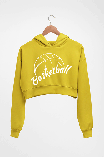 NBA Basketball Crop HOODIE FOR WOMEN-Mustard Yellow-Ektarfa.online