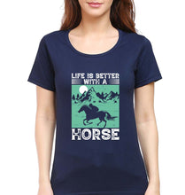 Load image into Gallery viewer, Horse Riding T-Shirt for Women-Navy Blue-Ektarfa.online
