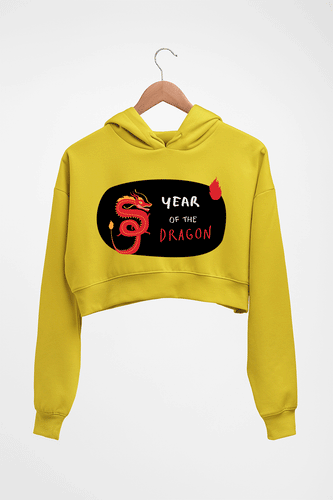 Dragon Crop HOODIE FOR WOMEN-Mustard Yellow-Ektarfa.online