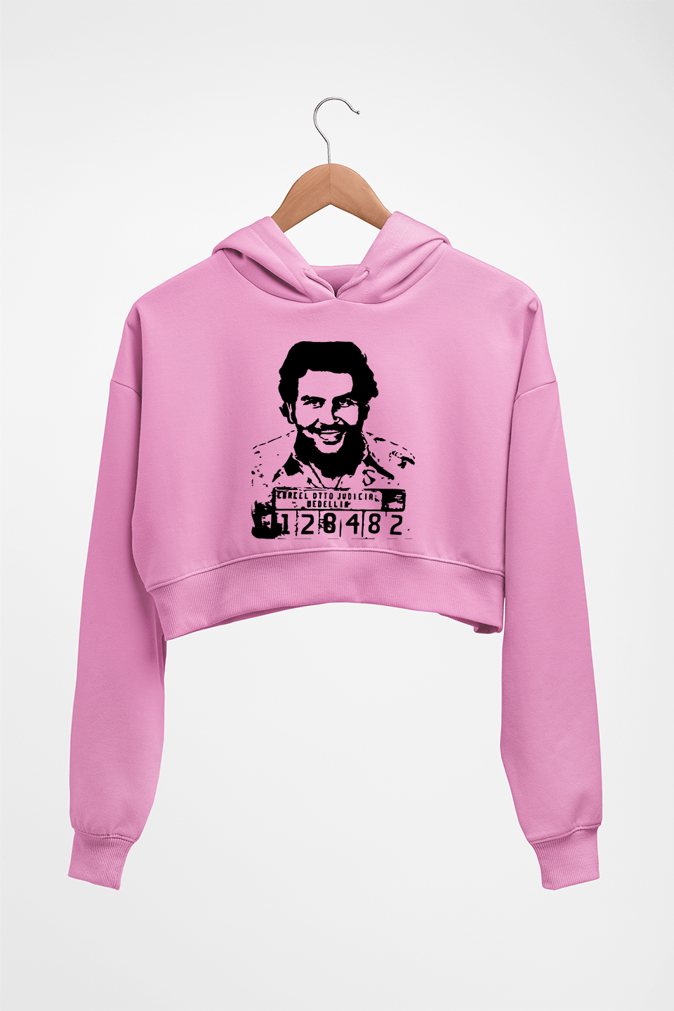 Pablo Escobar Crop HOODIE FOR WOMEN-Light Baby Pink-Ektarfa.online