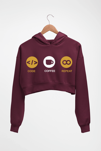 Coder Crop HOODIE FOR WOMEN-Maroon-Ektarfa.online