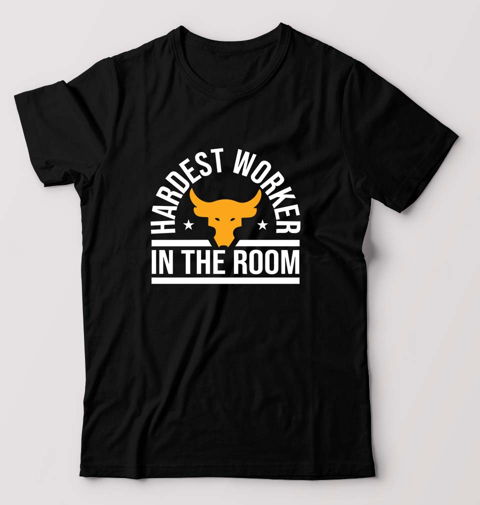 Hardest Worker In the Room Gym T-Shirt for Men-S(38 Inches)-Black-Ektarfa.online