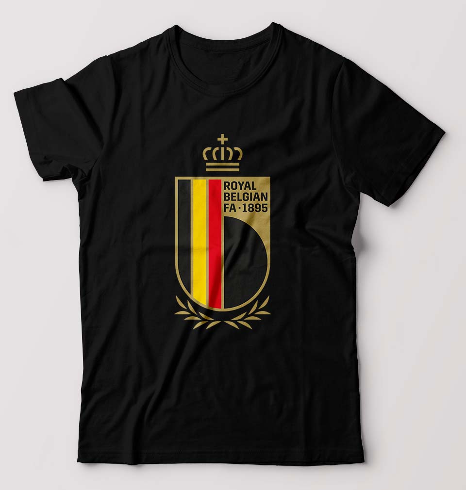 Belgium Football T-Shirt for Men-S(38 Inches)-Black-Ektarfa.online