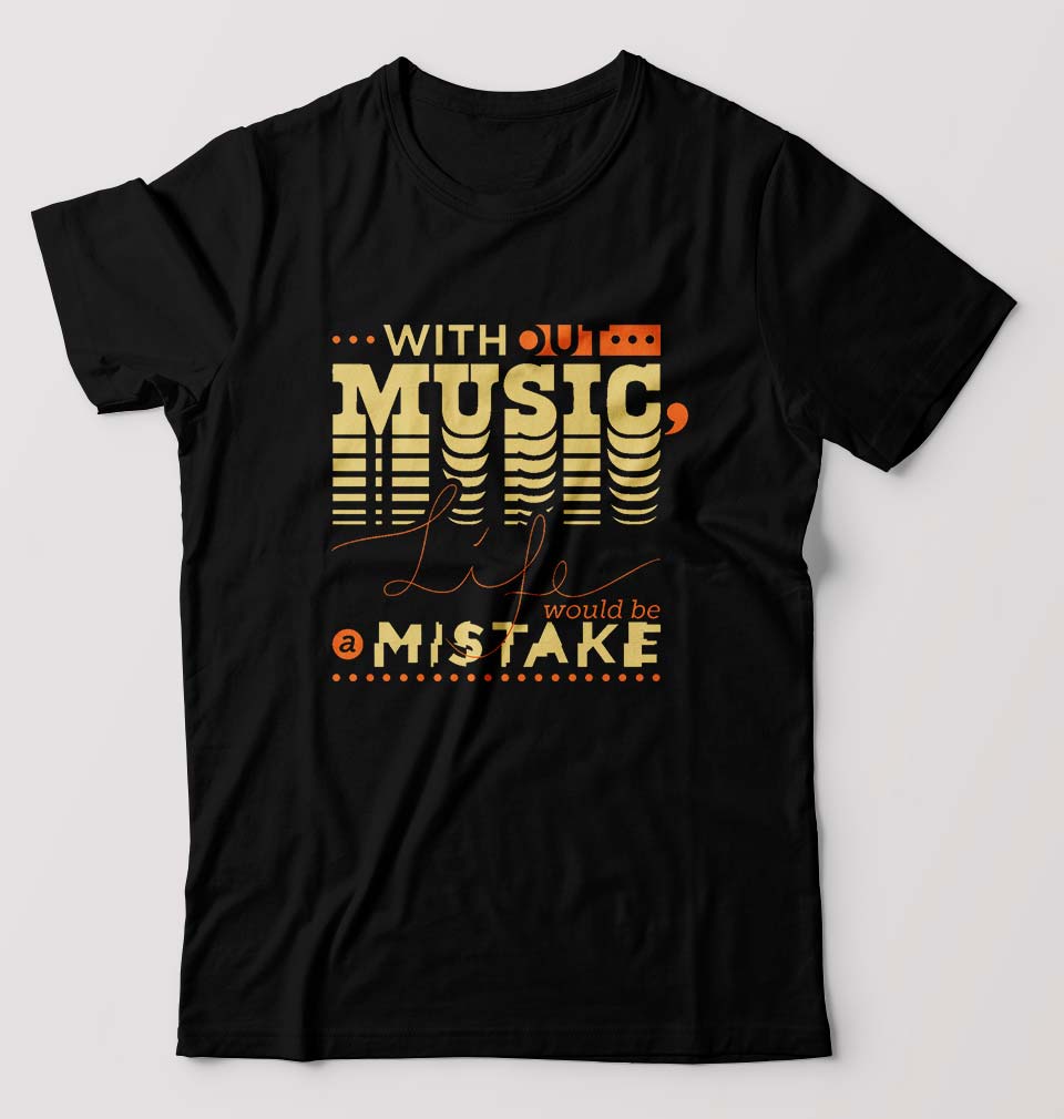 Music T-Shirt for Men-S(38 Inches)-Black-Ektarfa.online