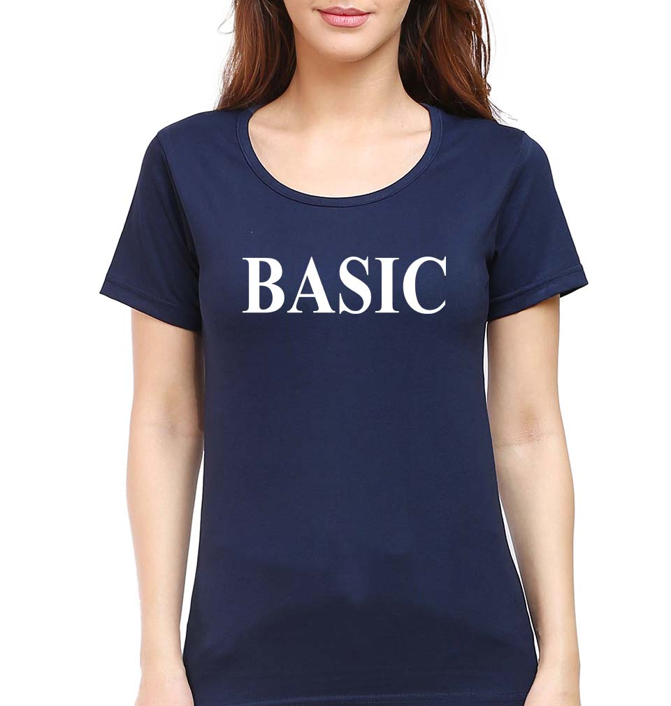 Basic T-Shirt for Women-XS(32 Inches)-Navy Blue-Ektarfa.online