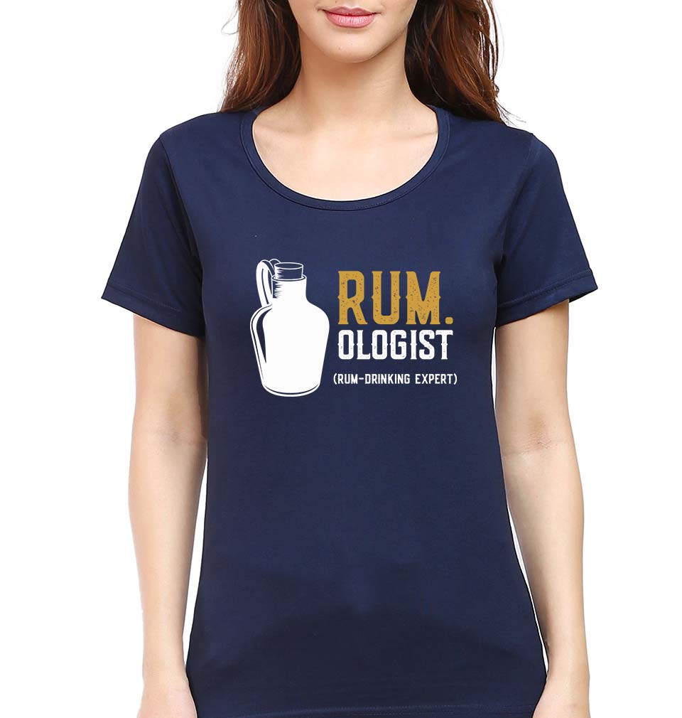 Rum T-Shirt for Women-XS(32 Inches)-Navy Blue-Ektarfa.online