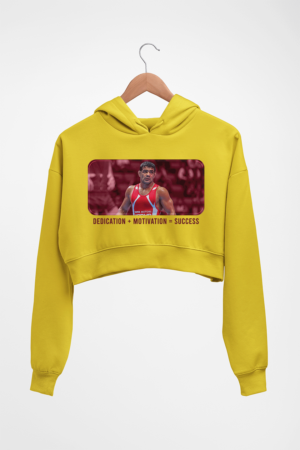 Sushil Kumar Crop HOODIE FOR WOMEN-Mustard Yellow-Ektarfa.online