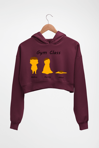 Gym Funny Crop HOODIE FOR WOMEN-Maroon-Ektarfa.online