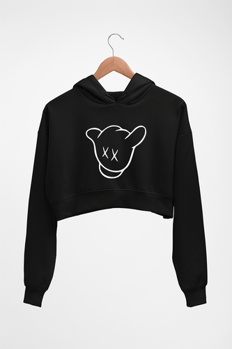 Kaws Crop HOODIE FOR WOMEN-Black-Ektarfa.online