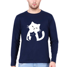 Load image into Gallery viewer, Cat Full Sleeves T-Shirt for Men-Navy Blue-Ektarfa.online

