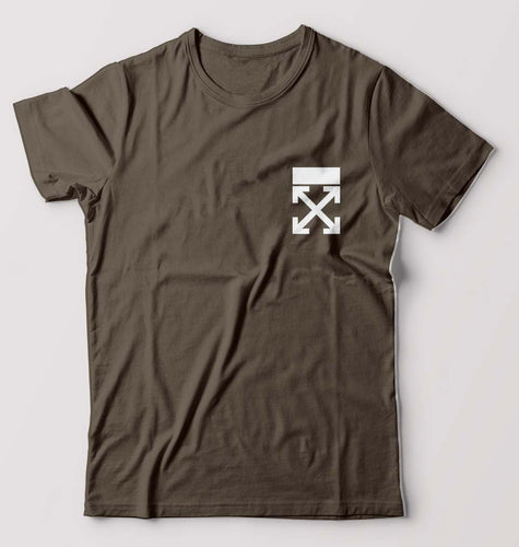 off White logo T-Shirt for Men-S(38 Inches)-Olive Green-Ektarfa.online