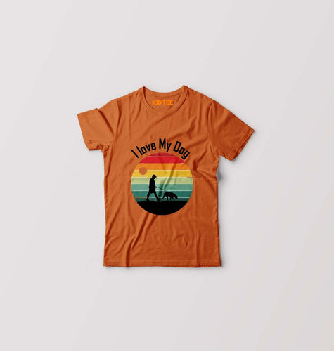 Love Dog Kids T-Shirt for Boy/Girl-Orange-Ektarfa.online
