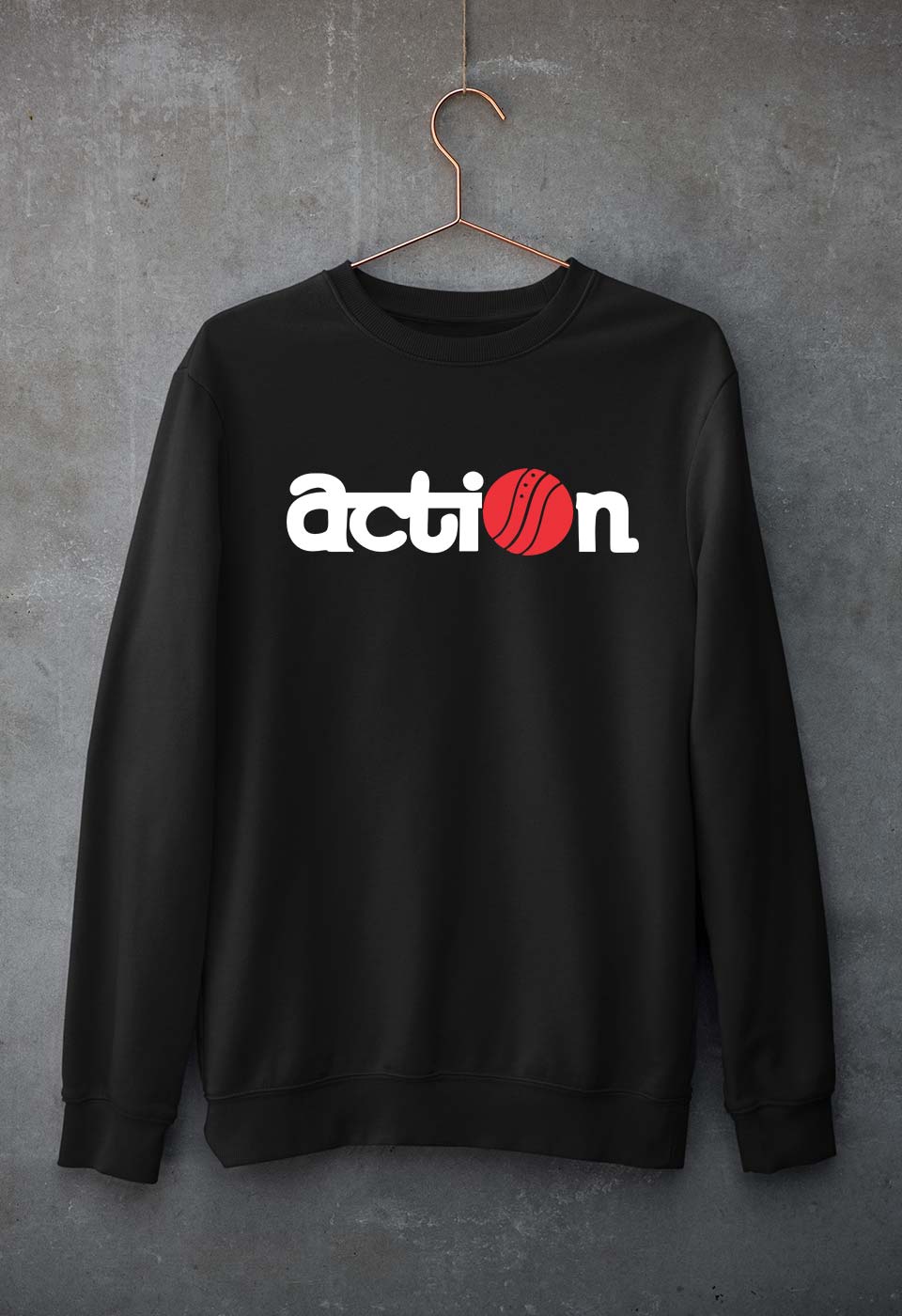 Action Unisex Sweatshirt for Men/Women-S(40 Inches)-Black-Ektarfa.online