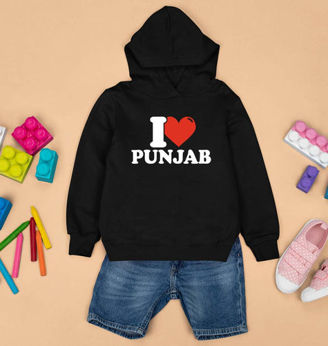 I Love Punjab Kids Hoodie for Boy/Girl-Black-Ektarfa.online