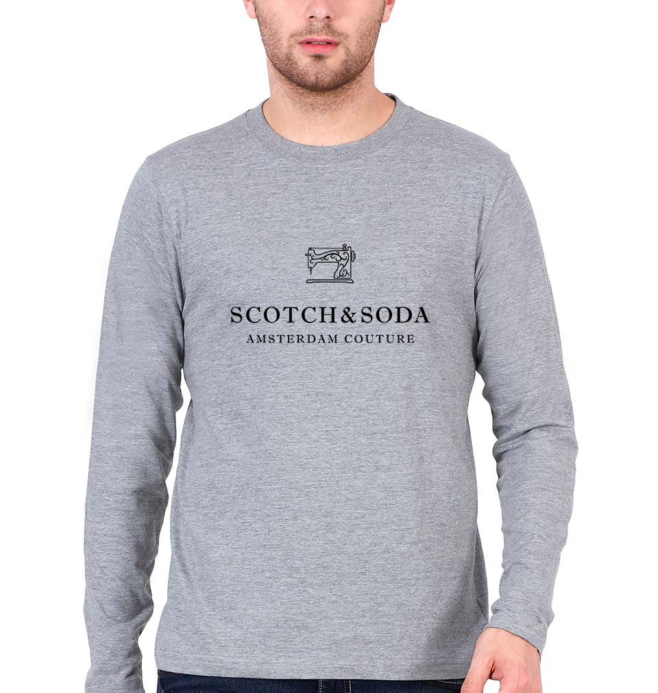 Scotch & Soda Full Sleeves T-Shirt for Men-Grey Melange-Ektarfa.online
