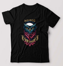 Load image into Gallery viewer, Owl Music T-Shirt for Men-S(38 Inches)-Black-Ektarfa.online
