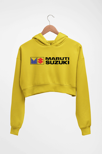 Maruti-Suzuki Crop HOODIE FOR WOMEN-Mustard Yellow-Ektarfa.online