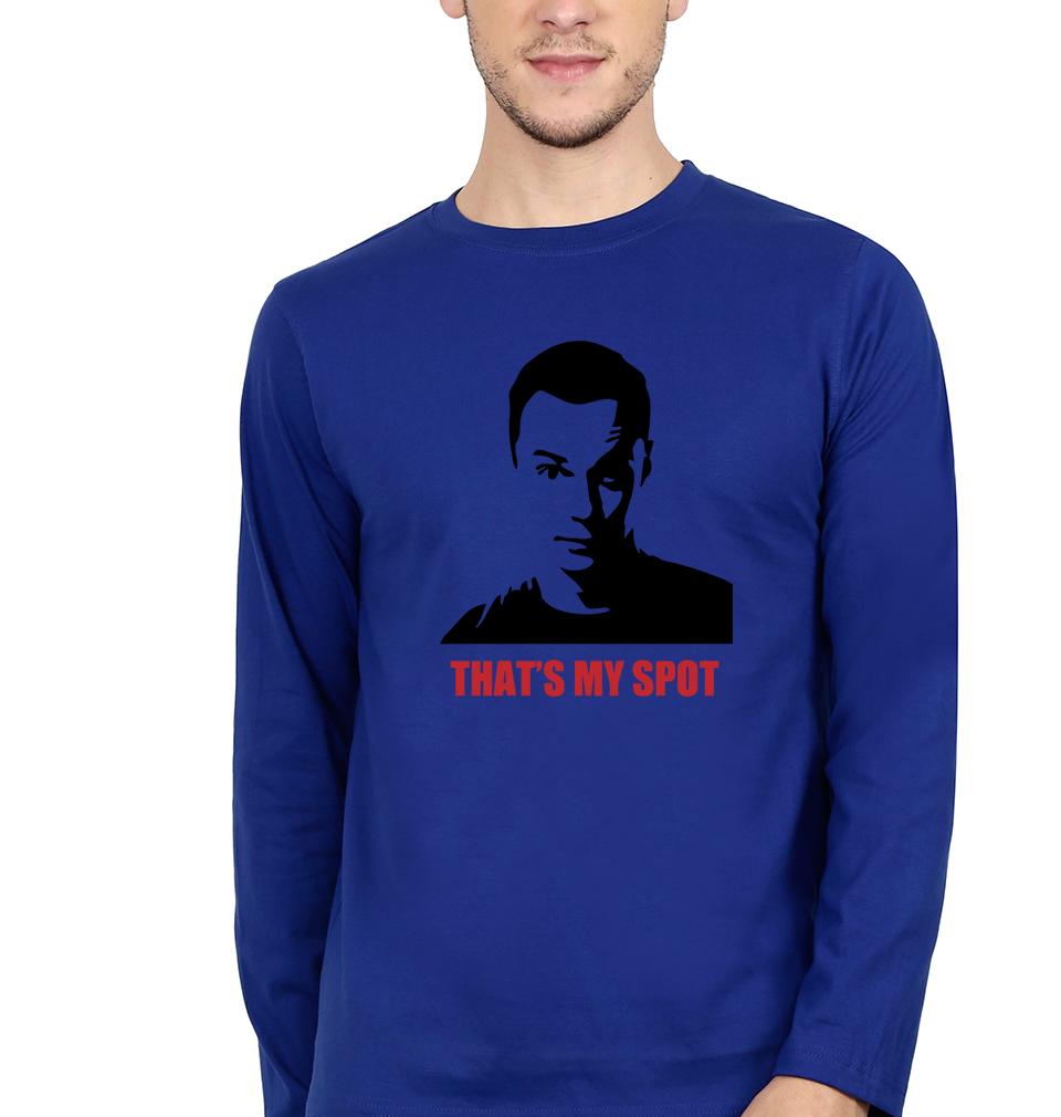 Sheldon Cooper That's My Spot Full Sleeves T-Shirt for Men-S(38 Inches)-Royal Blue-Ektarfa.online
