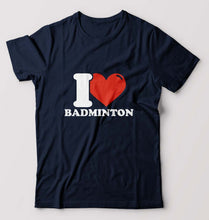 Load image into Gallery viewer, I Love Badminton T-Shirt for Men-Navy Blue-Ektarfa.online
