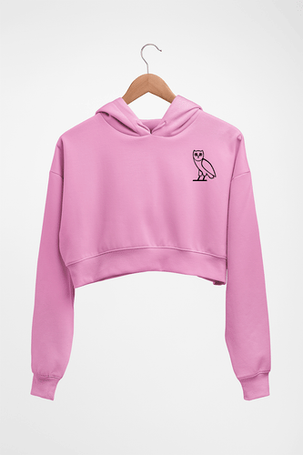 OVO logo Crop HOODIE FOR WOMEN-Light Baby Pink-Ektarfa.online
