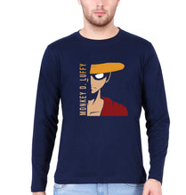 Load image into Gallery viewer, Monkey D. Luffy Full Sleeves T-Shirt for Men-S(38 Inches)-Navy Blue-Ektarfa.online
