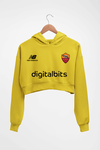 A.S. Roma 2021-22 Crop HOODIE FOR WOMEN-Mustard Yellow-Ektarfa.online