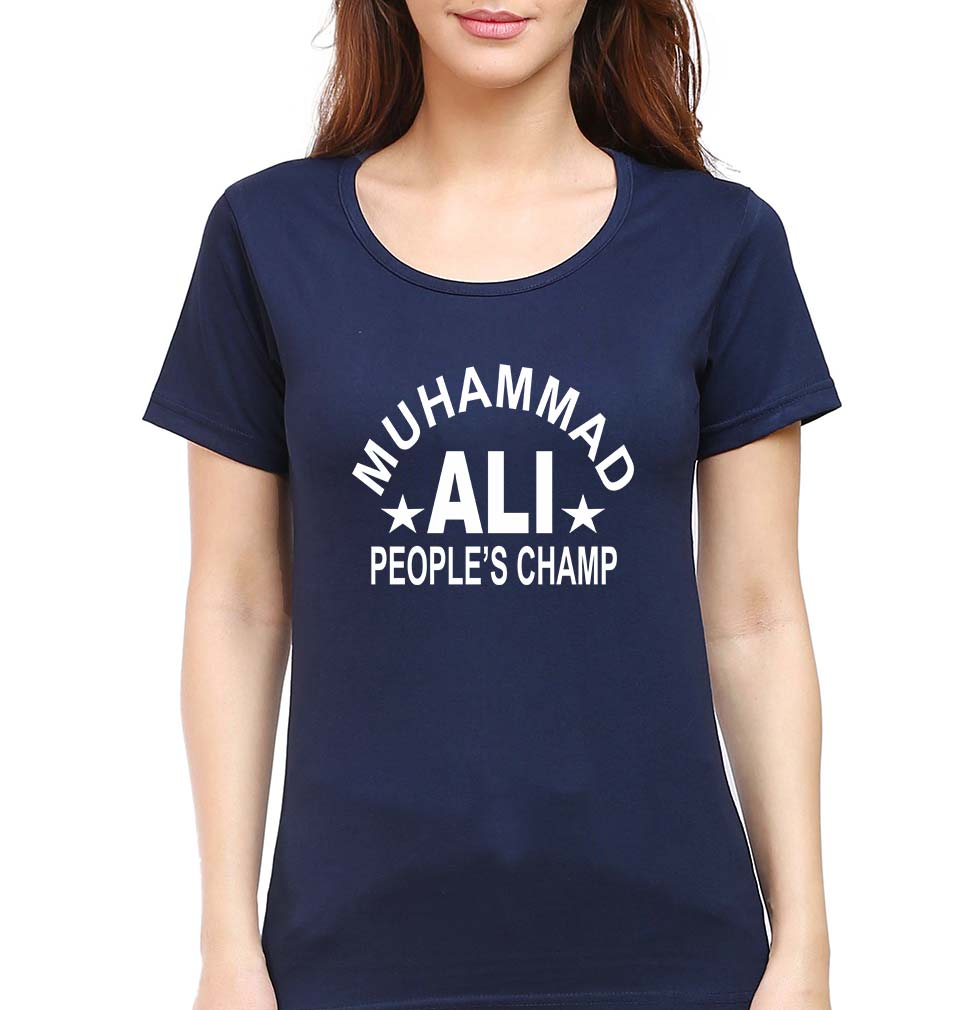 Muhammad Ali T-Shirt for Women-XS(32 Inches)-Navy Blue-Ektarfa.online