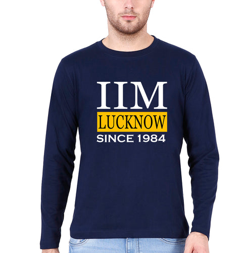 IIM Lucknow Full Sleeves T-Shirt for Men-S(38 Inches)-Navy Blue-Ektarfa.online