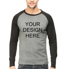Load image into Gallery viewer, Customized-Custom-Personalized Raglan Full Sleeves T-Shirt for Men-S(38 Inches)-Black-Charcoal-ektarfa.com
