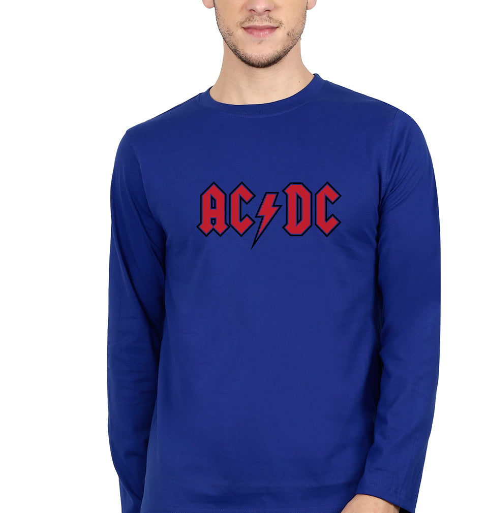 ACDC Full Sleeves T-Shirt for Men-S(38 Inches)-Royal Blue-Ektarfa.online