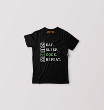 Load image into Gallery viewer, Eat Sleep Code Repeat Kids T-Shirt for Boy/Girl-Black-Ektarfa.online

