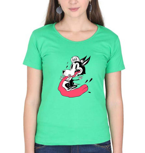 Funny Wolf T-Shirt for Women-Flag Green-Ektarfa.online