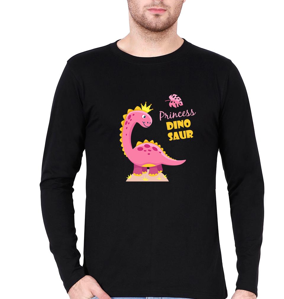 Dinosaur Full Sleeves T-Shirt for Men-S(38 Inches)-Black-Ektarfa.online