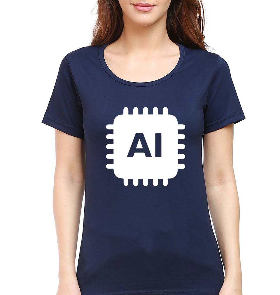 Artificial intelligence (AI) T-Shirt for Women-Navy Blue-Ektarfa.online
