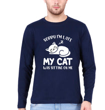Load image into Gallery viewer, Cat Full Sleeves T-Shirt for Men-Navy Blue-Ektarfa.online
