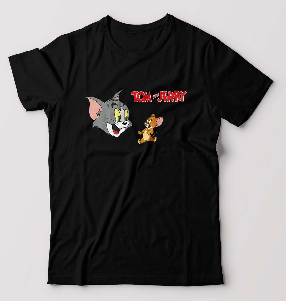 Tom and Jerry T-Shirt for Men-S(38 Inches)-Black-Ektarfa.online