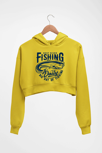 Fishing Crop HOODIE FOR WOMEN-Mustard Yellow-Ektarfa.online