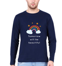 Load image into Gallery viewer, Tomorrow Will Be Beautiful Full Sleeves T-Shirt for Men-Navy Blue-Ektarfa.online
