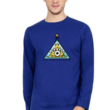 Load image into Gallery viewer, Psychedelic Triangle eye Full Sleeves T-Shirt for Men-Royal Blue-Ektarfa.online
