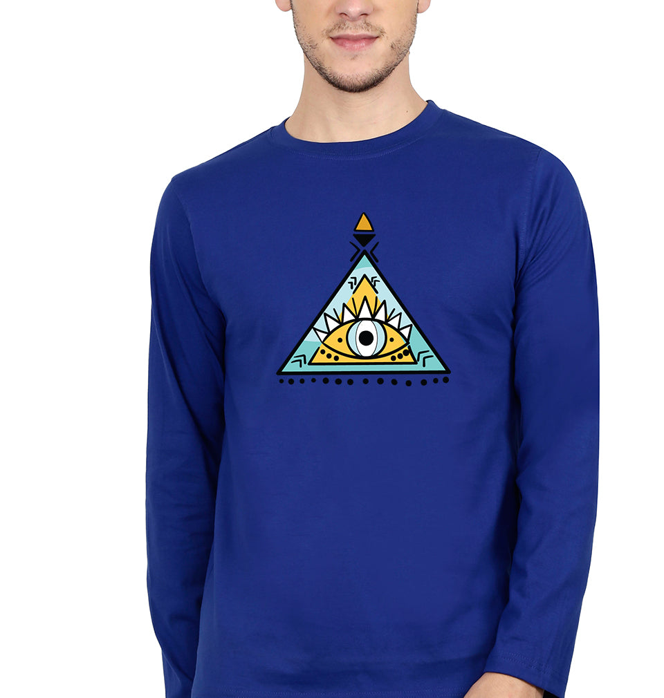 Psychedelic Triangle eye Full Sleeves T-Shirt for Men-Royal Blue-Ektarfa.online