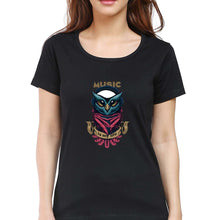 Load image into Gallery viewer, Owl Music T-Shirt for Women-XS(32 Inches)-Black-Ektarfa.online
