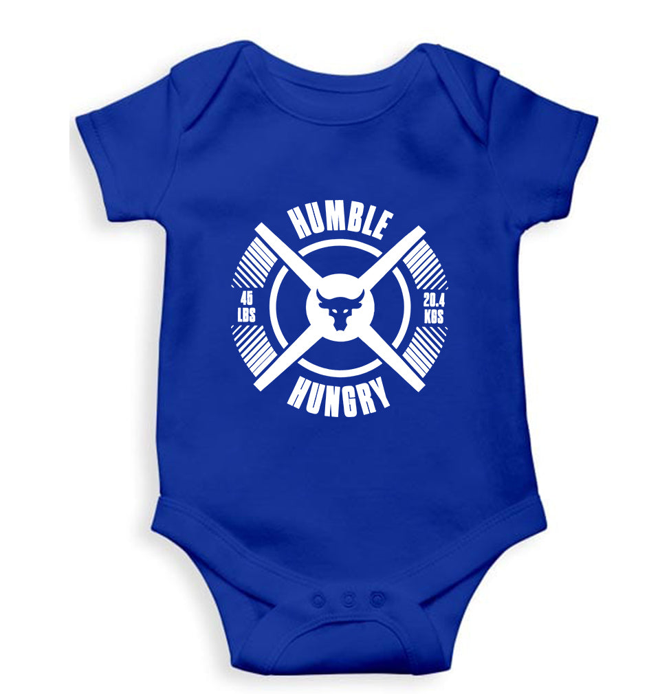 Humble Hungry Gym Kids Romper For Baby Boy/Girl-0-5 Months(18 Inches)-Royal Blue-Ektarfa.online