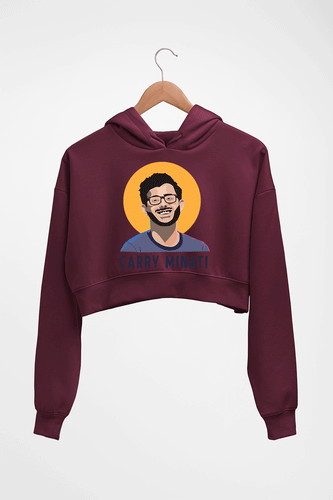 CarryMinati(Ajey Nagar) Crop HOODIE FOR WOMEN-Maroon-Ektarfa.online