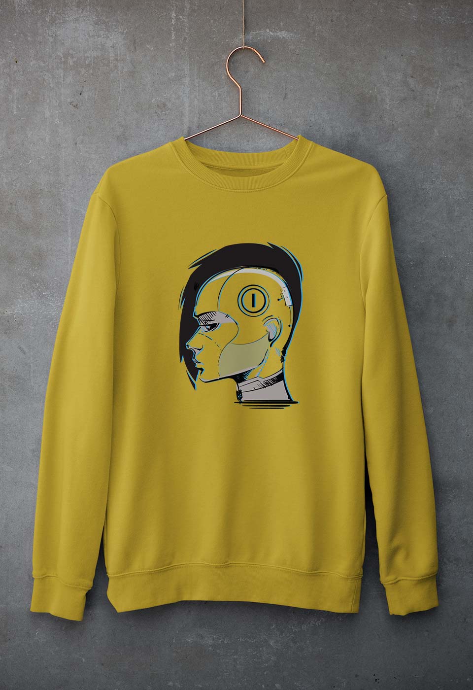 Cyberpunk Unisex Sweatshirt for Men/Women-Mustard Yellow-Ektarfa.online