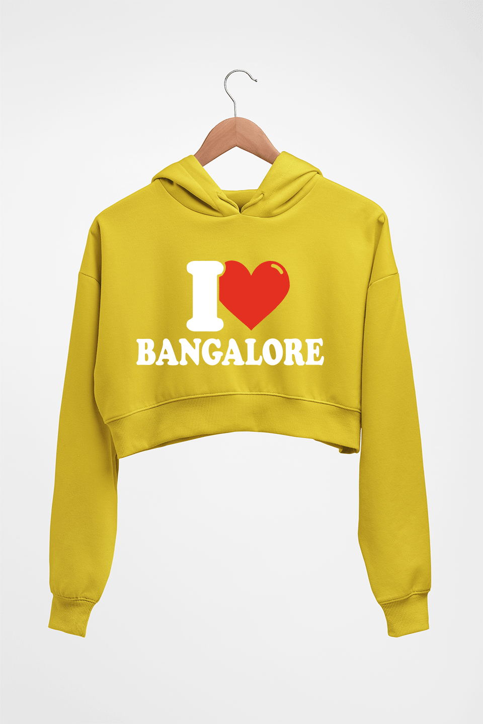 I Love BANGALORE Crop HOODIE FOR WOMEN-Mustard Yellow-Ektarfa.online